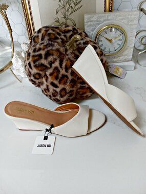 NEW! JASON WU CREAM SLIDE ON WEDGE HEELS
